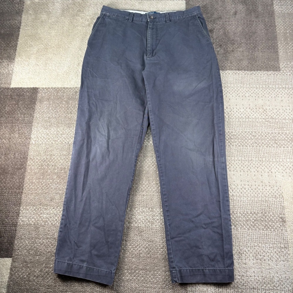 Polo Ralph Lauren Mens 34X32 Navy Blue 100% Cotton Chino Pants Straight Leg